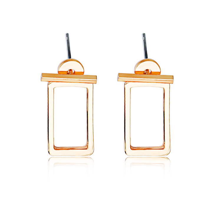 Wholesale of geometric rectangular hollowed-out curved surface ear stud earrings set earrings for European and American foreign trade Item Picture