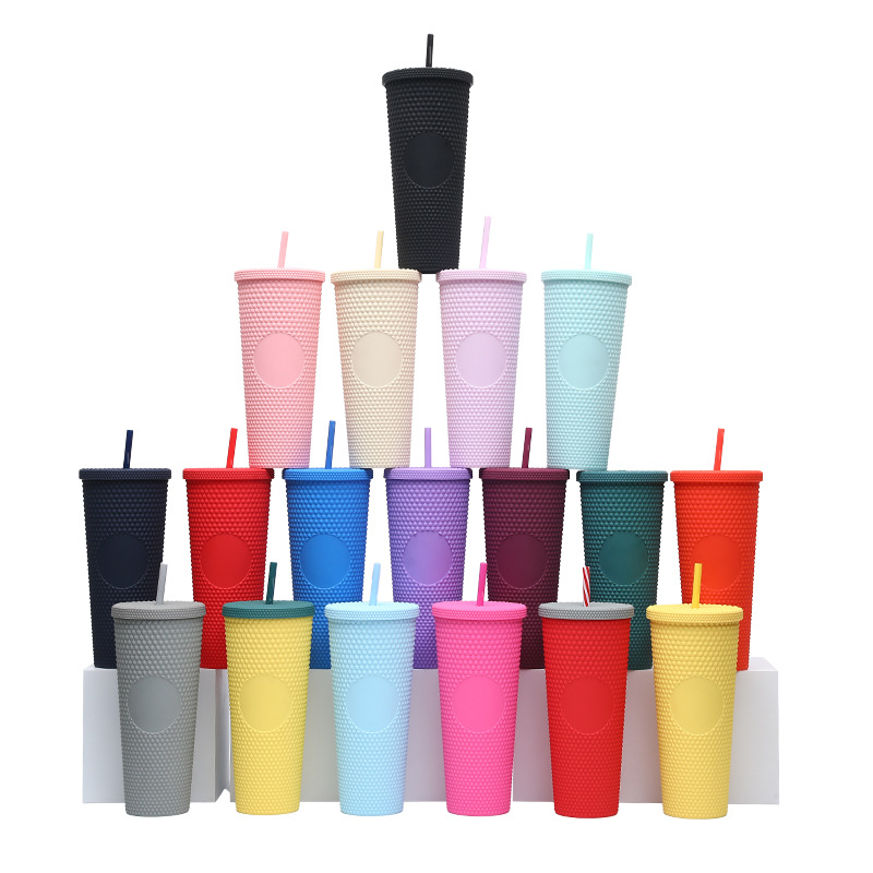 Amazon 's new large-capacity Studded prickly water cup 710ml fashionable and creative AS straw durian cup Specification drawing