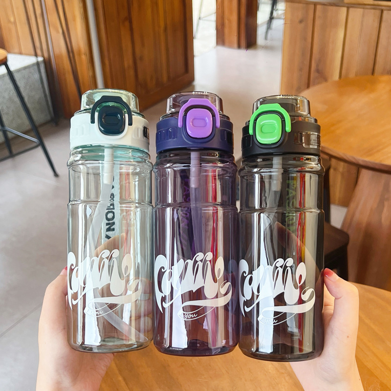 Summer new water cup, large-capacity plastic cup, student outdoor sports cup, high appearance level, high-temperature resistant straw, portable details Picture