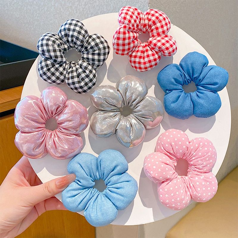 Children's flower hair tie, girls' three-dimensional hair flower, bun hairstyle, ponytail headwear, large intestine circle, girls' hair tie, hair accessory full figure