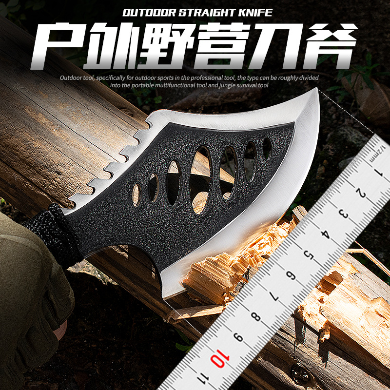 Outdoor nylon rope woven handle axe portable small hand axe tactical axe for cutting trees and firewood axe knife full figure