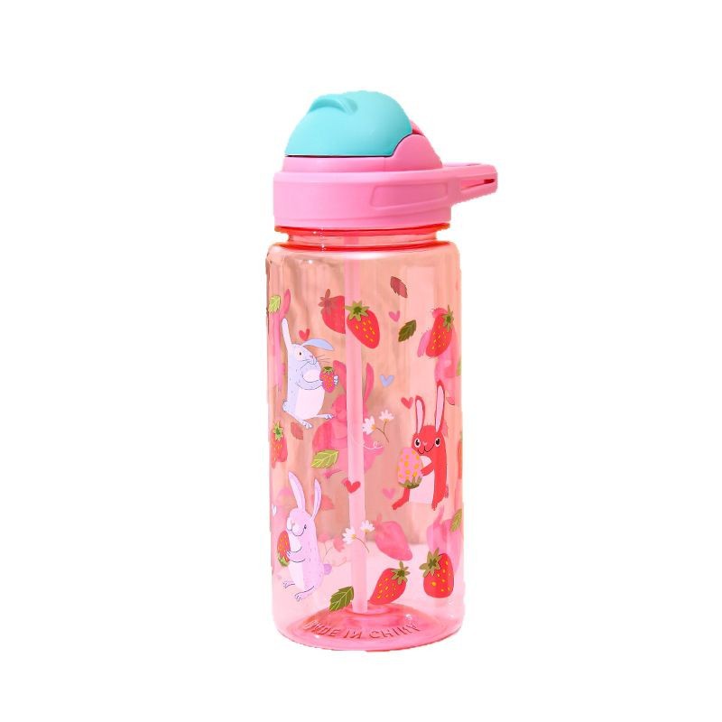 Cross-border children's straw cup, summer large-capacity cute cup, high appearance level for girls, high-temperature resistant plastic sports water bottle Item Picture