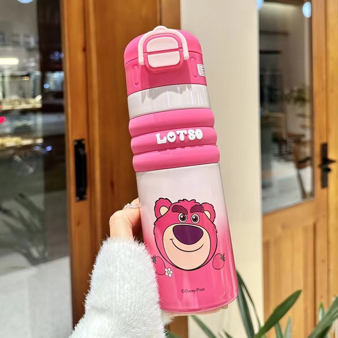 2024 New cartoon character insulated cup, high appearance level, household disposable cup for male and female students, special straw cup for school details Picture