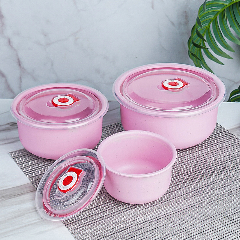 Cross-border wheat straw preservation bowl three-piece set with lid preservation box set, wheat bowl gift, plastic bowl with logo printing Specification drawing