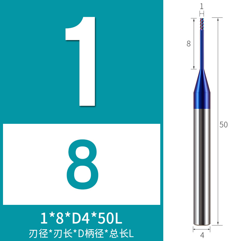 65-degree cemented carbide tungsten steel deep groove cutter, deep hole and deep cavity processing, long diameter and micro diameter 4-edge coated milling cutter, four-edge undefined