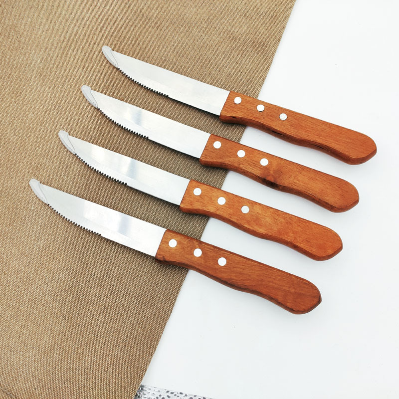 Steak knife, steak knife, serrated knife, stainless steel Western-style knife, stainless steel log steak knife, barbecue knife, small knife full figure