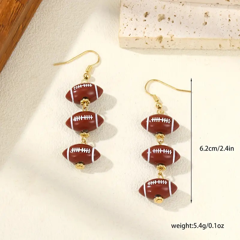 Amazon long basketball, Super Bowl and football acrylic beaded earrings with a sporty style, a best-selling cross-border product from Europe and America Specification drawing