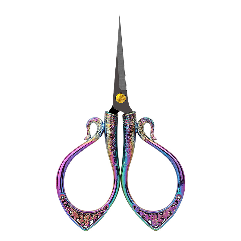 Chinese-style retro ruyi small scissors, zinc alloy hand paper-cutting, household stainless steel scissors, thread cutting, embroidery scissors Item Picture