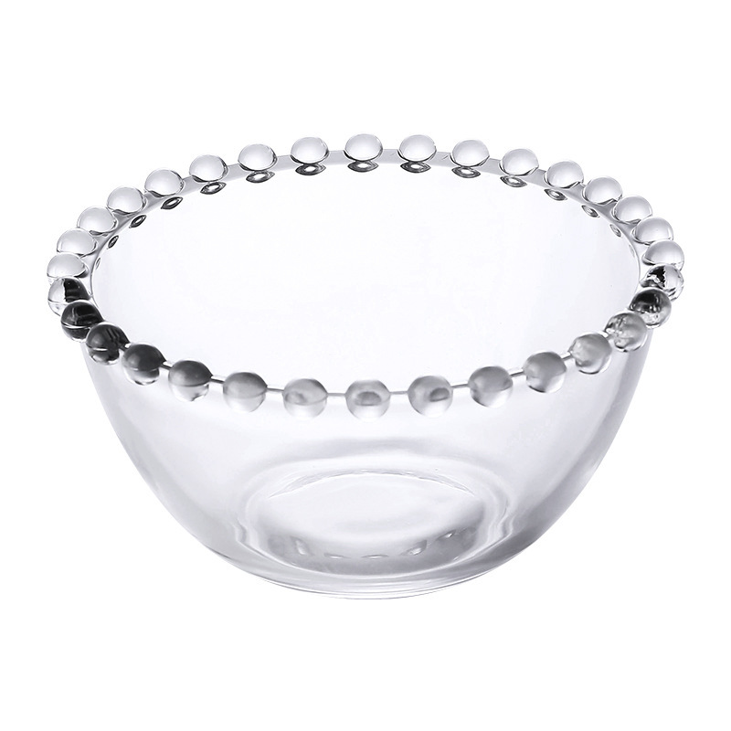 Beaded transparent glass bowl, salad bowl, household Japanese fruit bowl, creative tableware, popular Instagram bird's nest dessert bowl Item Picture