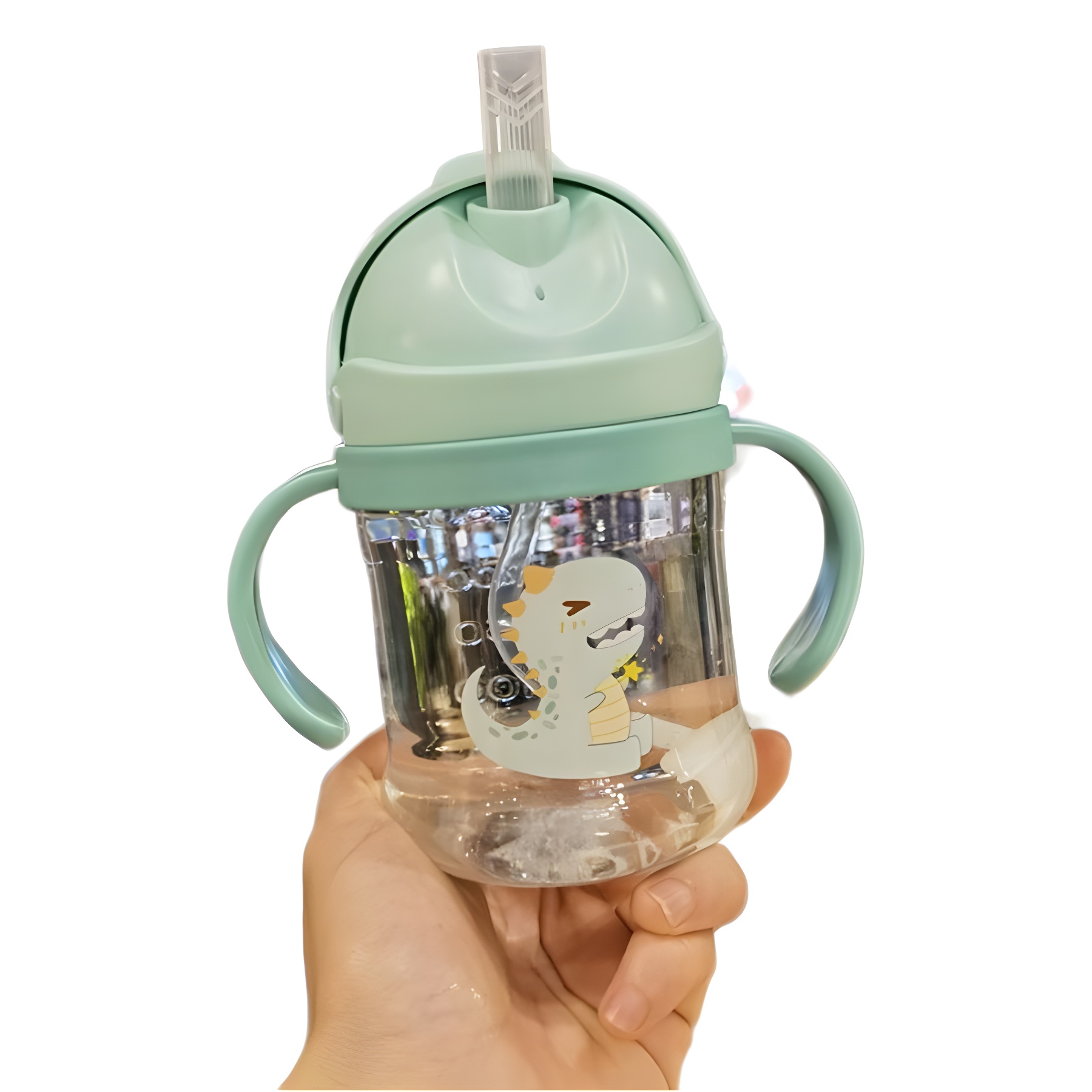 Children's straw, marble straw, water cup, plastic cup for babies to drink, kindergarten children with handle, baby learning to drink cup Item Picture