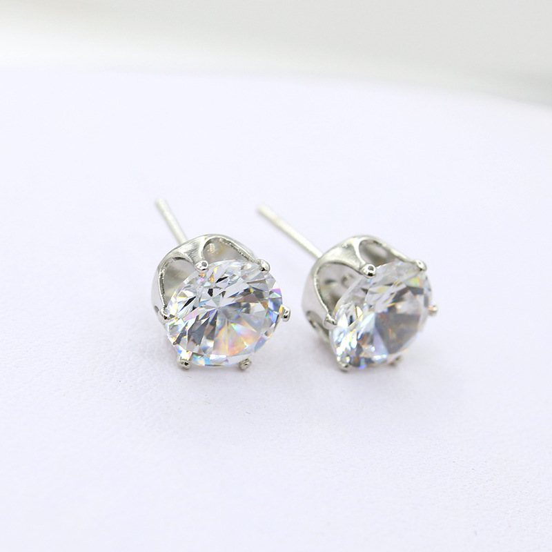 New Korean style fashionable and trendy crown bottom crystal zircon ear studs, AliExpress hot-selling accessories and earrings wholesale Specification drawing