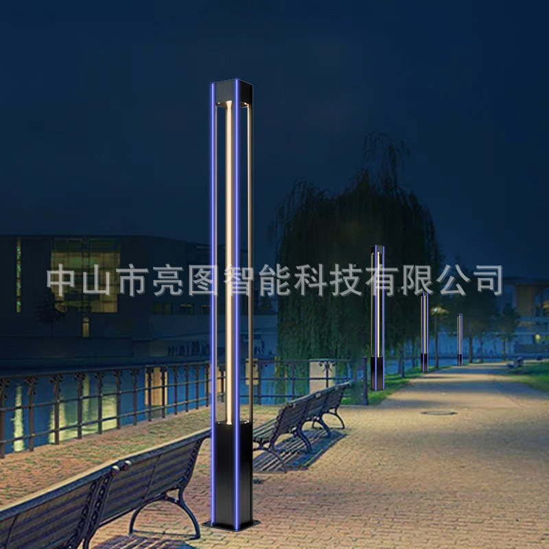 2.5/3/4-meter solar square landscape lamp column, outdoor courtyard lamp, community park, modern aluminum LED street lamp details Picture