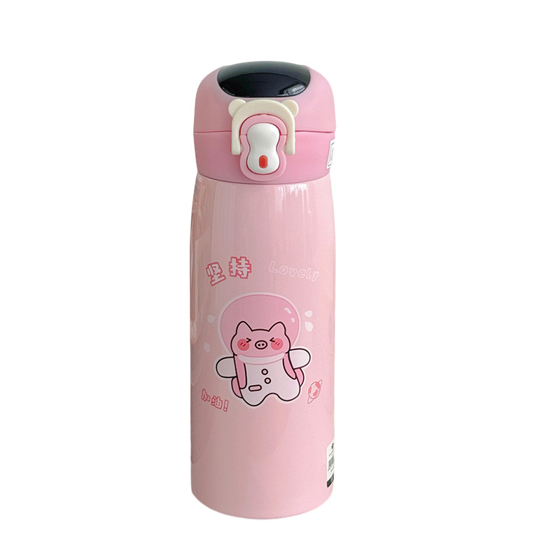 Wholesale of Yongkang smart temperature-showing student insulated cups, cartoon cute portable children's water cups, bouncing visual straw cups Item Picture