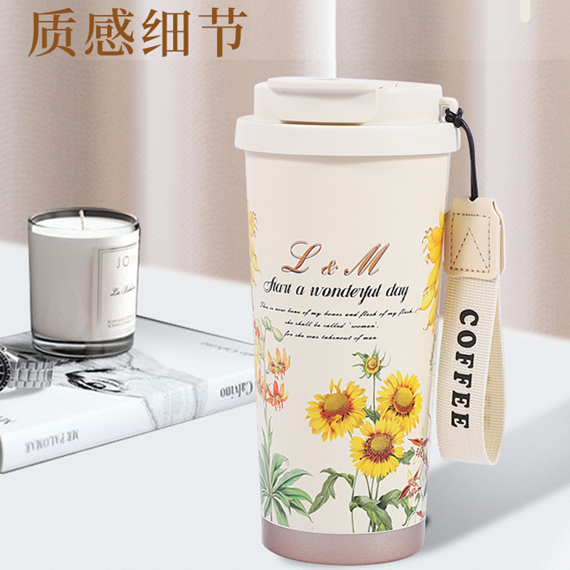 New Lily of the bell coffee cup, 316 stainless steel insulated cup, seamless inner liner card coffee cup, ceramic inner liner insulated cup details Picture