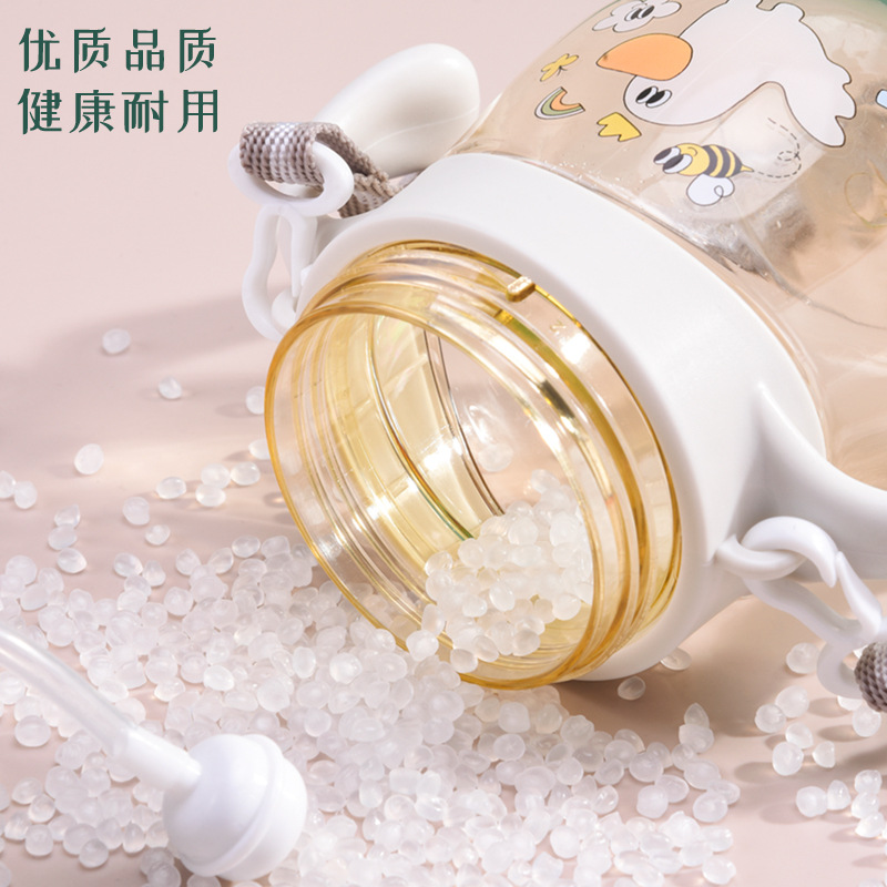 Children's plastic cup with straw, heat-resistant and shock-resistant, school drinking cup, inverted and leak-proof, portable and shock-proof, high appearance level cup details Picture