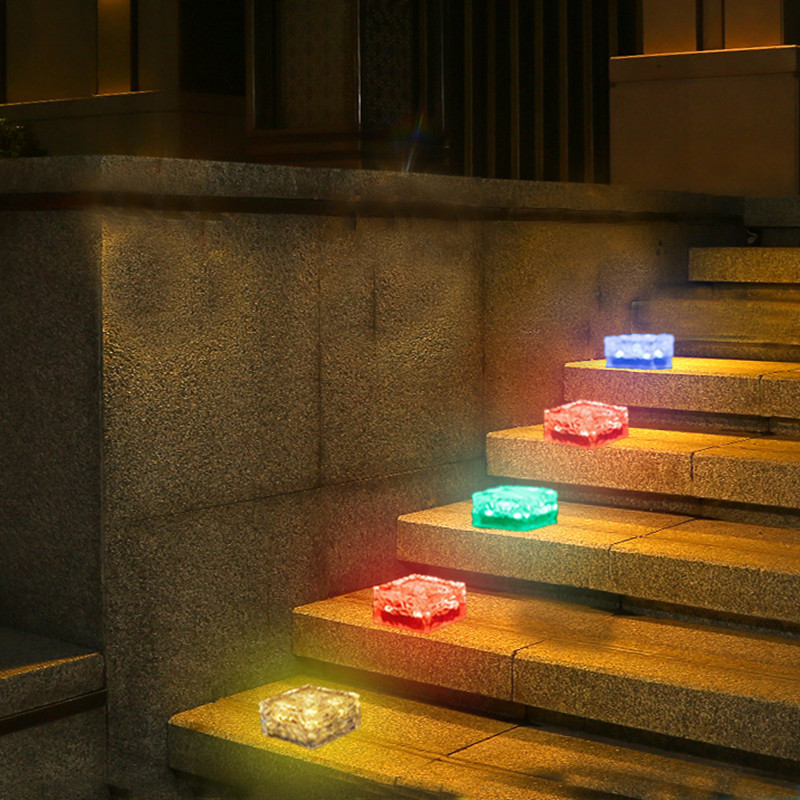 Solar LED ice brick lights, imitation glass outdoor courtyard floor tile lights, garden landscape decorative buried lights, camping lights Specification drawing