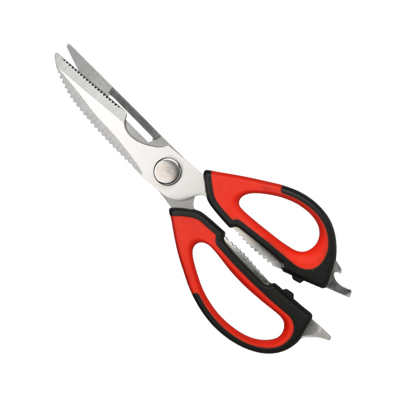 Lin Taizuo Kitchen multi-functional refrigerator scissors, stainless steel food splitting scissors, thickened with magnetic suction, walnut and vegetable scissors Item Picture
