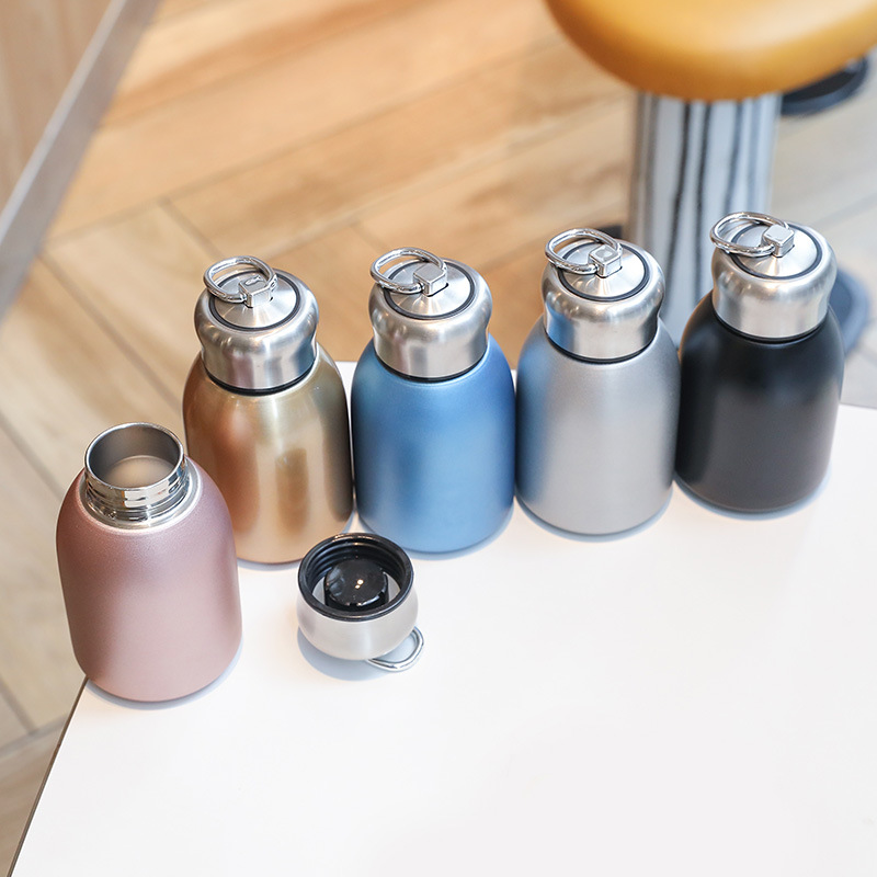 Stainless steel Little Fatty Ding insulated cup, outdoor portable mini cup with a small belly, water cup with a handle ring, high-end sports water bottle details Picture