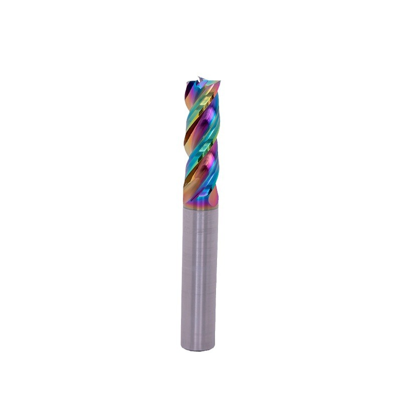 65-degree DLC aluminum milling cutter, U-shaped groove, 3-edge tungsten steel alloy CNC numerical control tool, seven-color tungsten steel coated milling cutter Item Picture