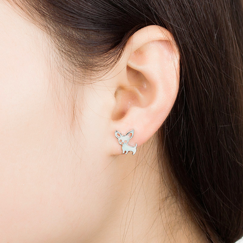 Wholesale of simple and cute European and American dog stud earrings, creative abstract animal earrings for women, and cross-border pet earrings details Picture