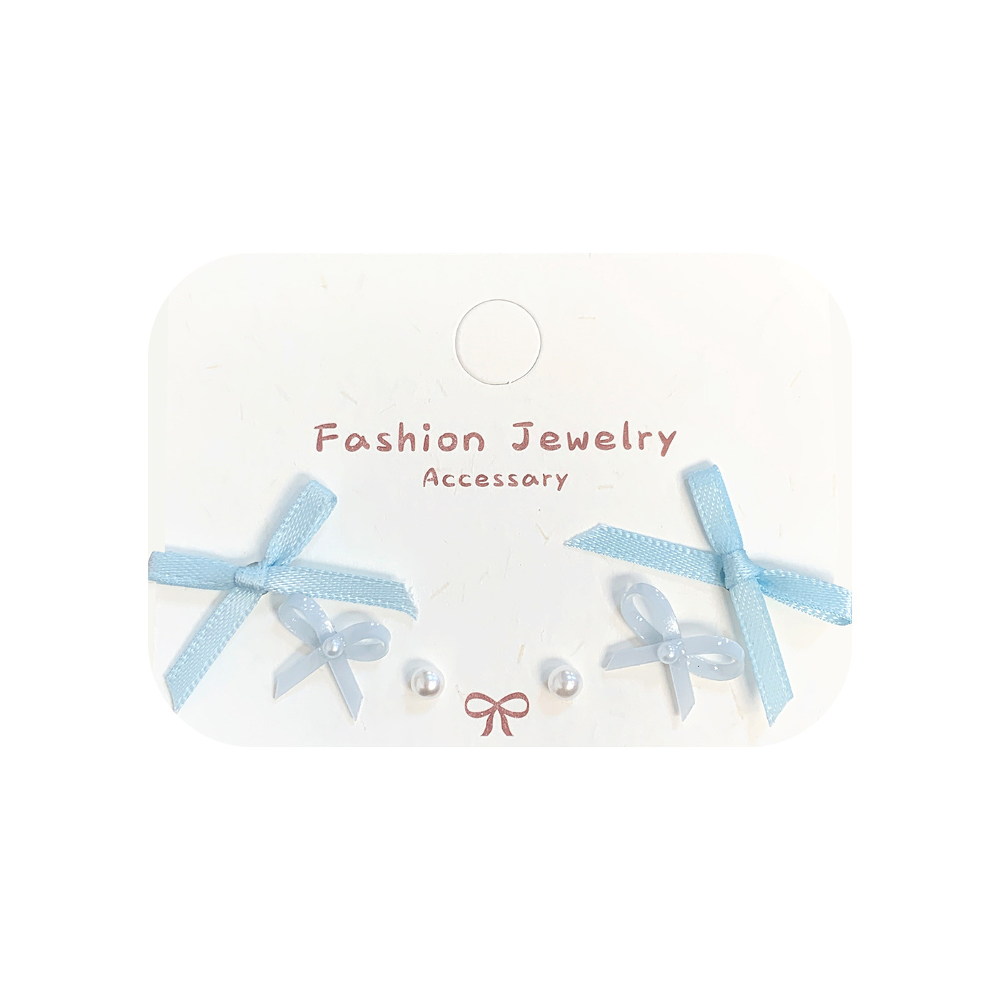 Spring vacation style fabric bow earrings, a niche design sense, sweet and fresh for girls, a versatile earring set for students Item Picture