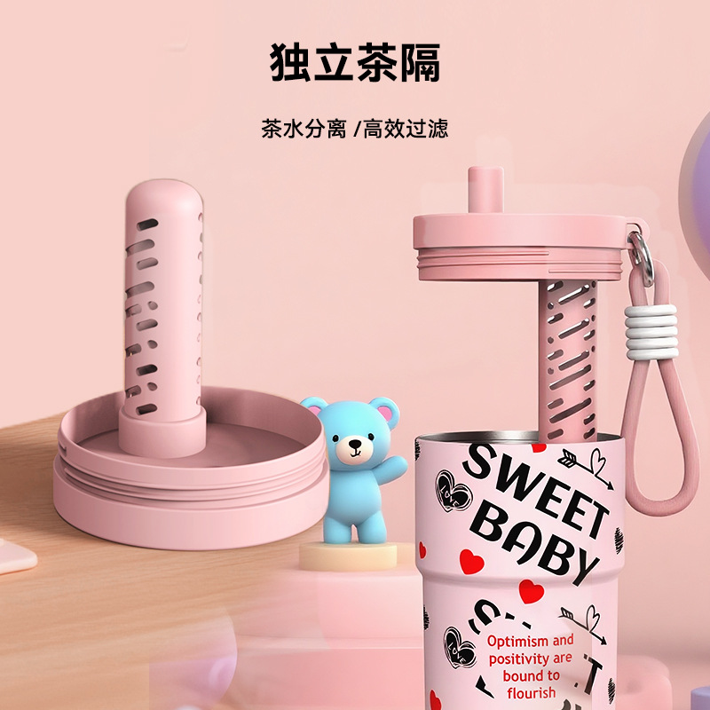 Large-capacity insulated cup, double-layer 2025 new portable cold preservation cup, Bingbing Ba cup, stainless steel water cup, Korean style details Picture