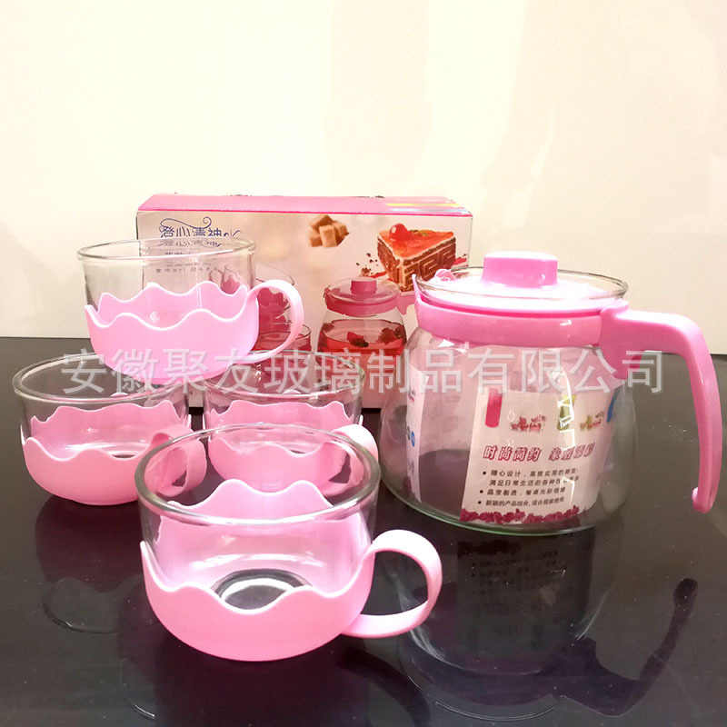Glass teapot, flower teapot, five-piece set, hot water glass water set, tea cup gift box, kung Fu tea set Specification drawing