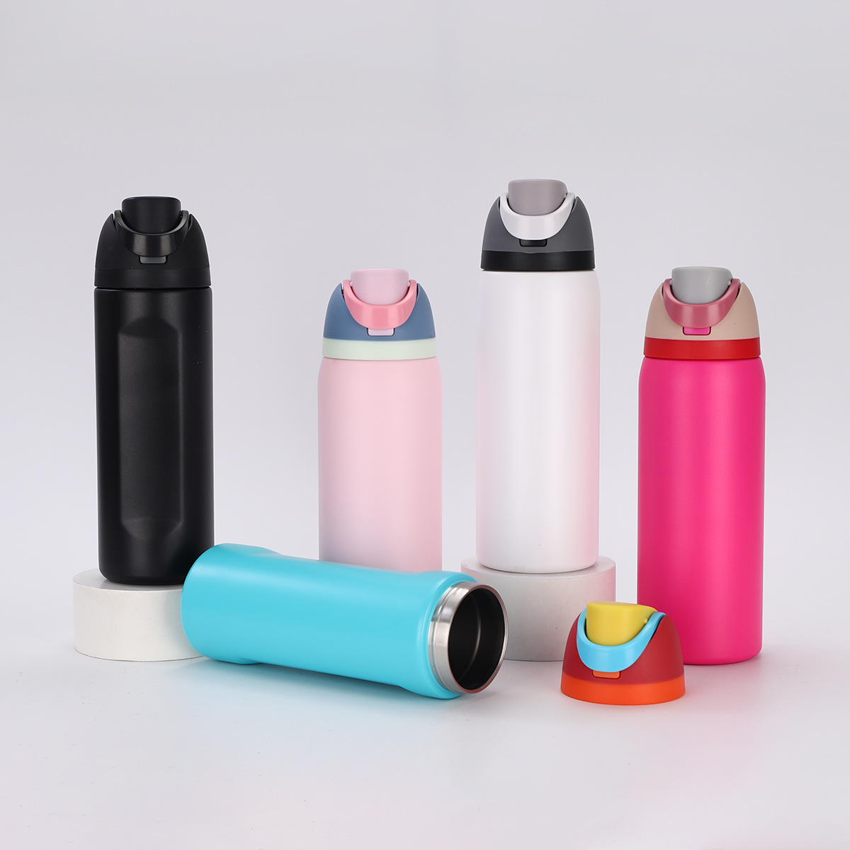 New cross-border 304 stainless steel vacuum insulated cup, the same style as Owala, simple and bouncy fruit cup, portable double-drinking cup Specification drawing