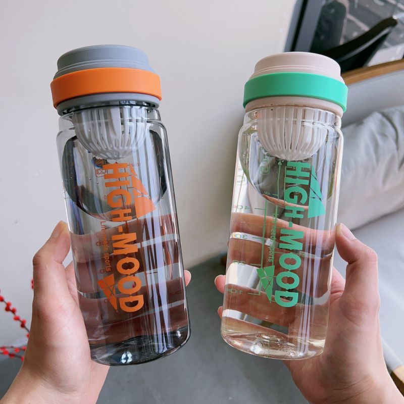 Summer sports water cup, large-capacity portable outdoor plastic cup, high appearance level for both men and women, with tea separator, student fitness water bottle full figure