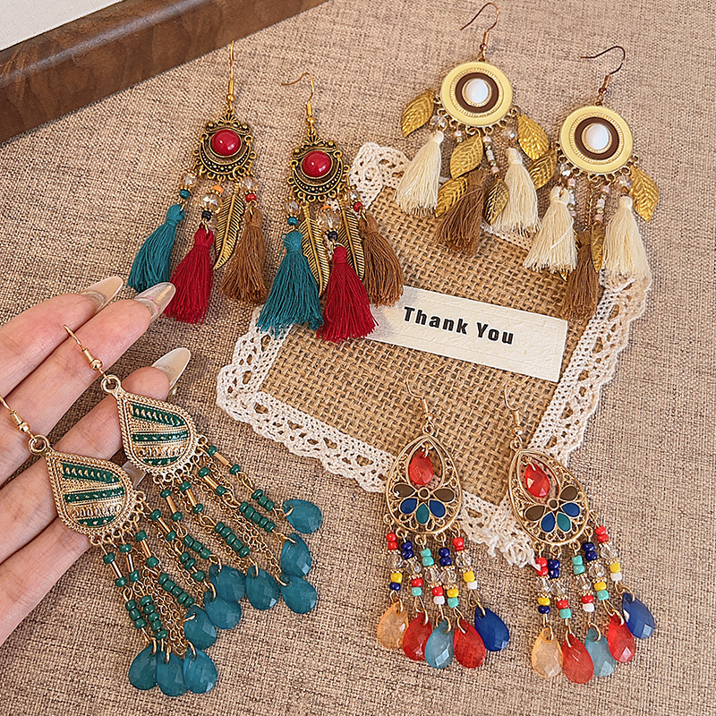 Bohemian style stylish Su earrings, women's niche design, high-end ear rings, retro vacation style, exotic earrings and earrings details Picture