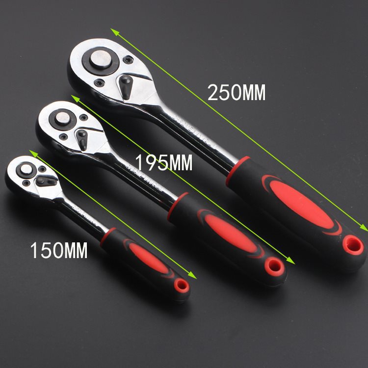 24-tooth polished chrome-plated large, medium and small bidirectional quick-release repair tool ratchet wrench Specification drawing