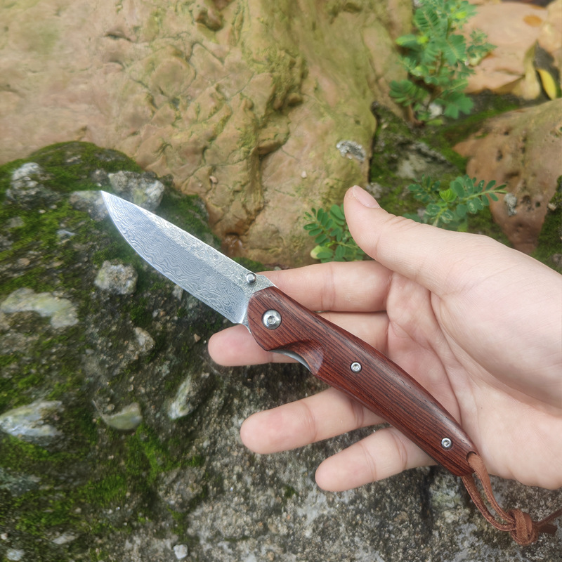 Carry a cross-border Damascus steel folding knife with you for outdoor camping Specification drawing