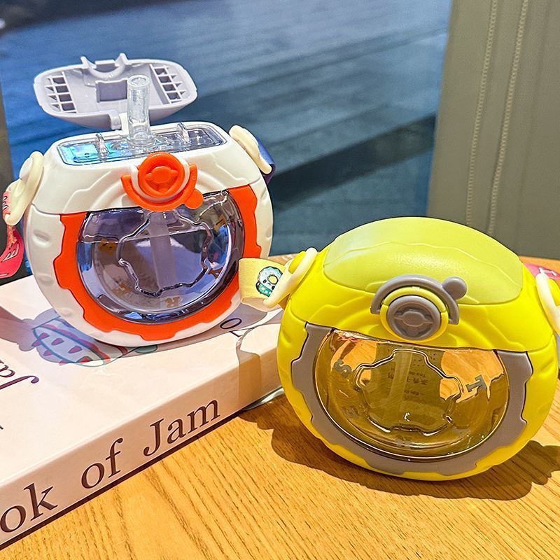 Summer donut children's water cup, anti-drop and leak-proof, portable and cute cartoon water cup for children, students, boys and girls Specification drawing