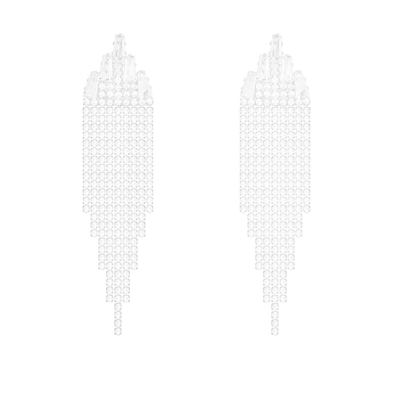 European and American best-selling geometric exquisite tassel earrings, light luxury and high-end long earrings wholesale, elegant and versatile, stud earrings for women Item Picture