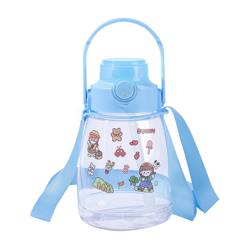 Wholesale of new summer children's straw drinking water cups, large-bellied cups, portable large-capacity student plastic cups as gifts Item Picture