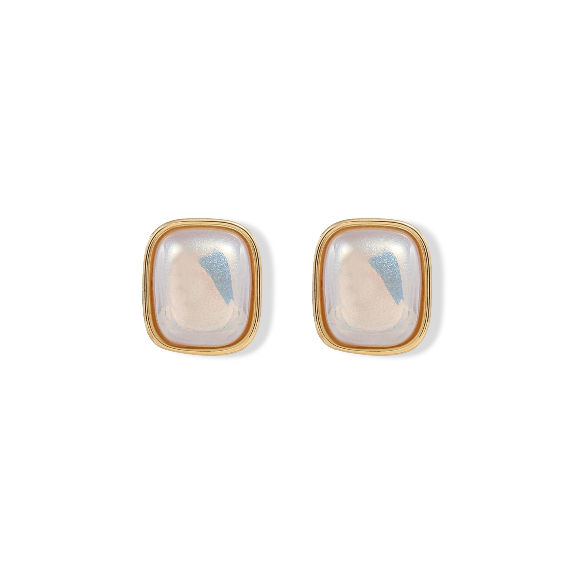 Xuhui brand exquisite and light luxury copper plated with real gold and set with zircon 925 silver needle square beaded earrings, fashionable and elegant Item Picture