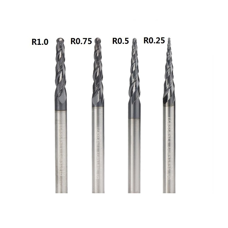 Wholesale of new cross-border 2-edge conical ball-end milling cutters with black coating and wood-based metal engraving drill bits Item Picture