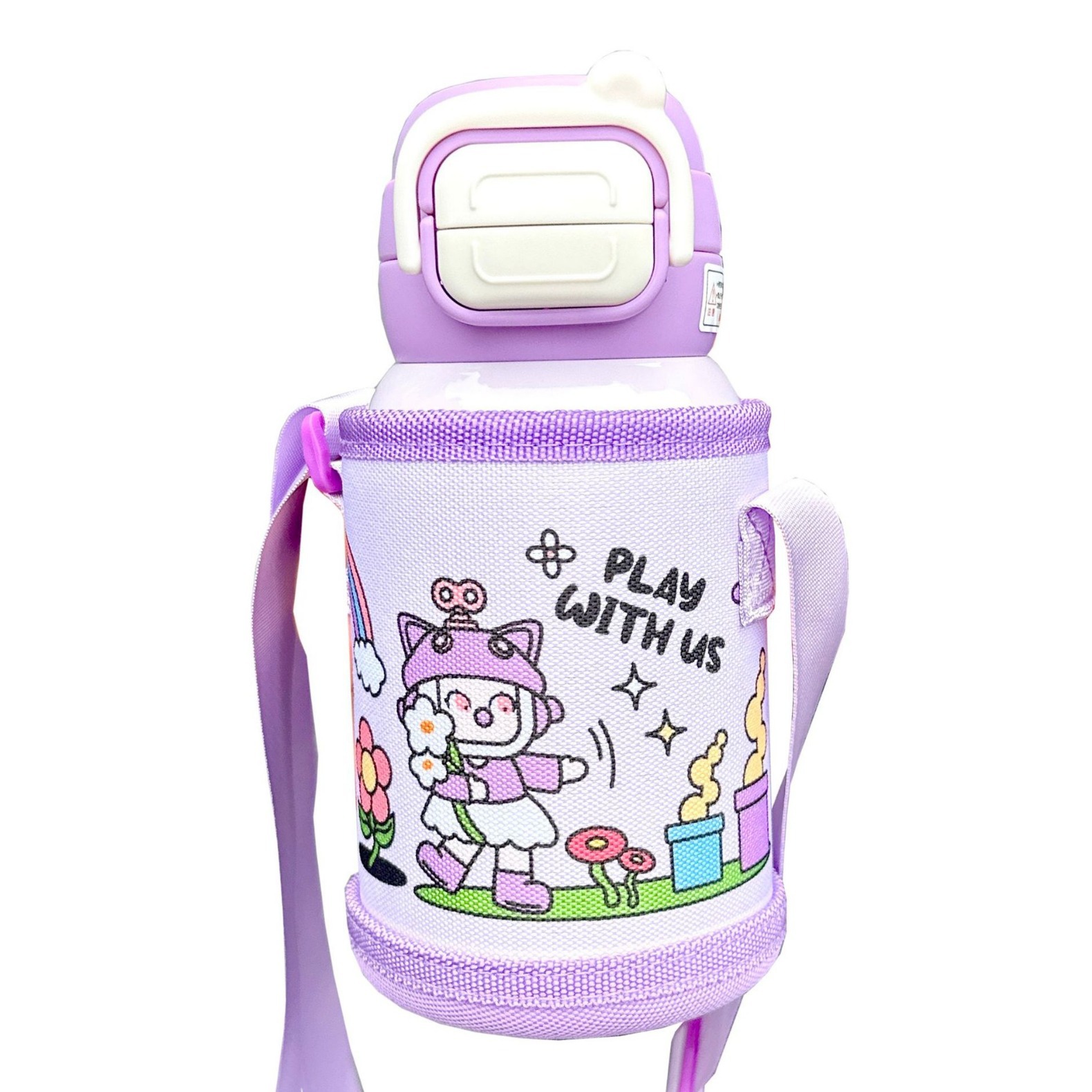 Cartoon double-drinking children's insulated cup, special straw water cup for girls to go to school, anti-drop and cute portable cup for kindergartens Item Picture