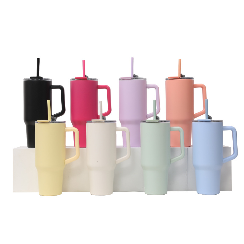 New cross-border factory direct supply stainless steel handle car cup, double-drinking large capacity, high appearance level, convenient insulated cup details Picture