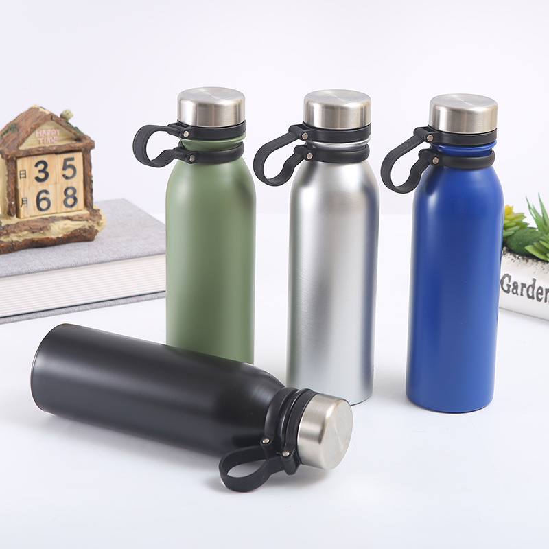 New cross-border sports bottle handle space kettle, double-layer stainless steel insulated water cup, outdoor travel sports water bottle full figure