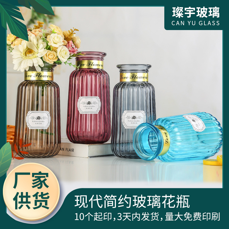 Modern and simple glass vases, living room home decoration handicrafts, office craft ornaments, flower arrangement vases full figure