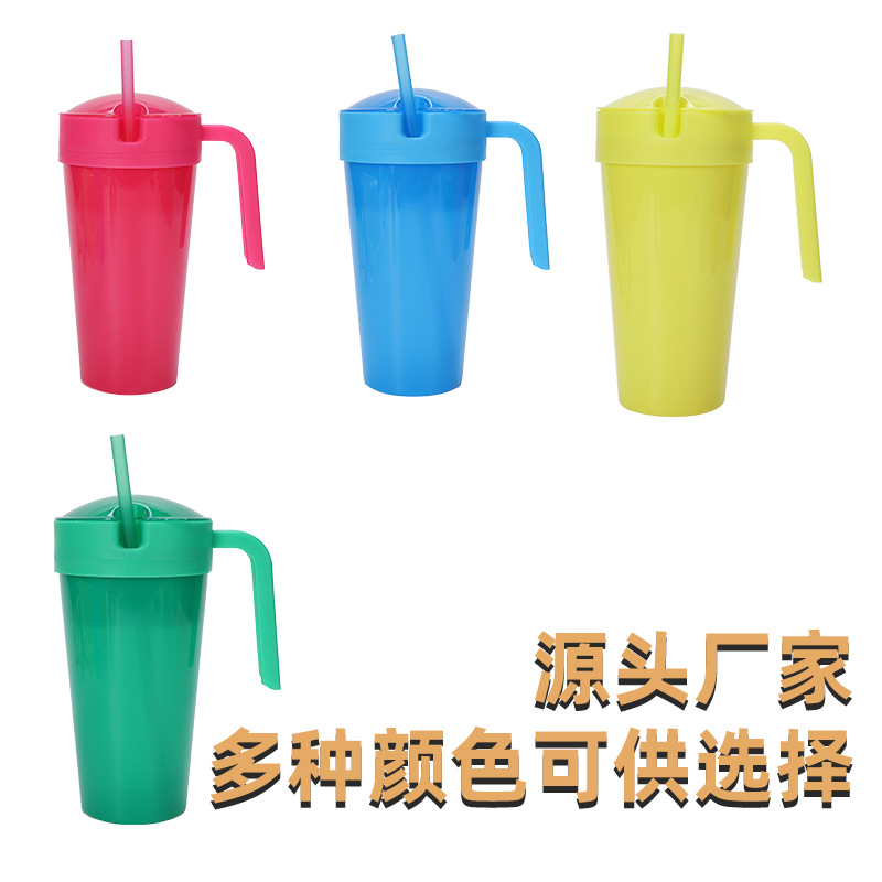 New cross-border temperature-adjustable colored fried chicken cup, snack and beverage integrated plastic cup with handle, straw cup and beverage cup Application Scenario