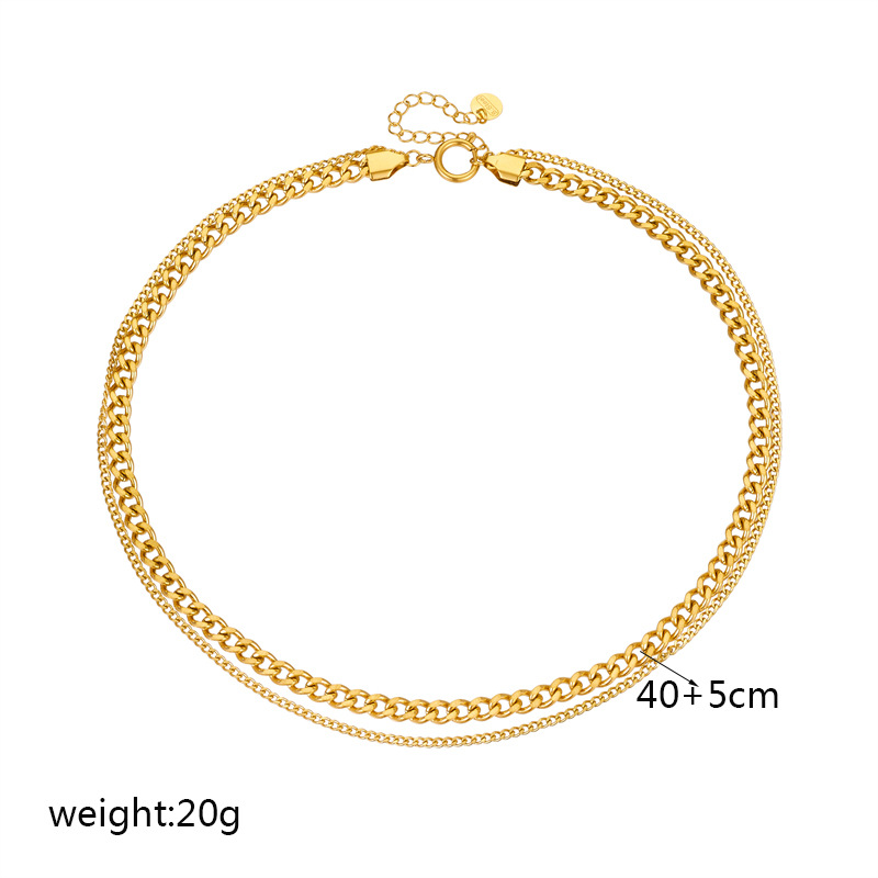 European and American fashionable, simple punk hip-hop double-layer stacked chain gold-plated stainless steel women's jewelry necklace Application Scenario