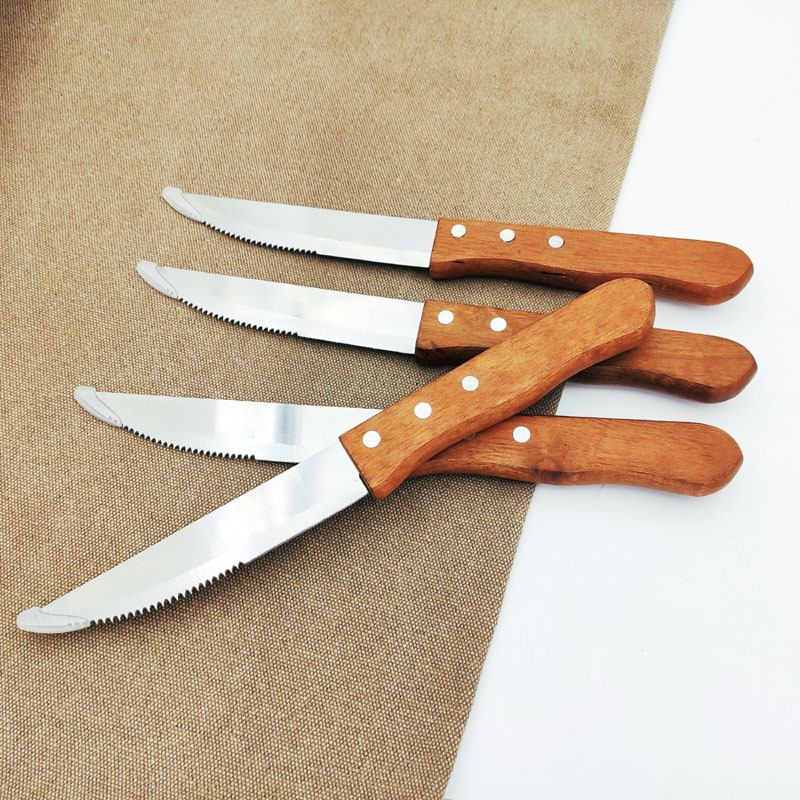 Steak knife, steak knife, serrated knife, stainless steel Western-style knife, stainless steel log steak knife, barbecue knife, small knife Specification drawing