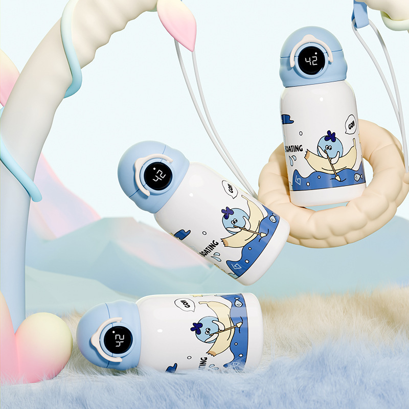 Yongkang Cute Children's Insulated Cup, Smart temperature-controlled Stainless steel Straw Water Cup, Cartoon Portable baby Drinking Water bottle details Picture