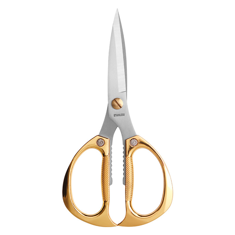 Factory direct sales of K82 stainless steel alloy scissors, multi-functional household vegetable and meat scissors, golden scissors for street stalls Item Picture