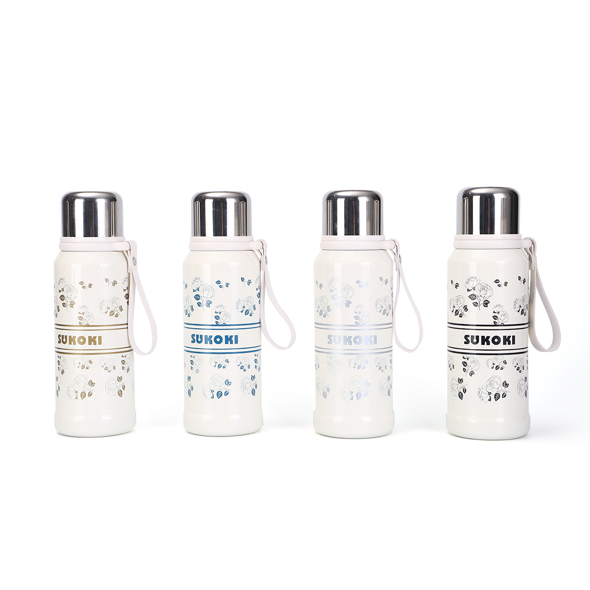 Creative, high-appeal rose insulated cup, large-capacity 316 stainless steel hand-held water bottle, portable tea cup for office workers Item Picture