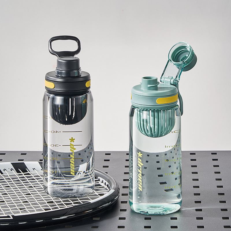 Fuxing men and women's high-appearance-level summer simple sports water cup, heat-resistant portable cup with tea strager, plastic cup, anti-drop details Picture