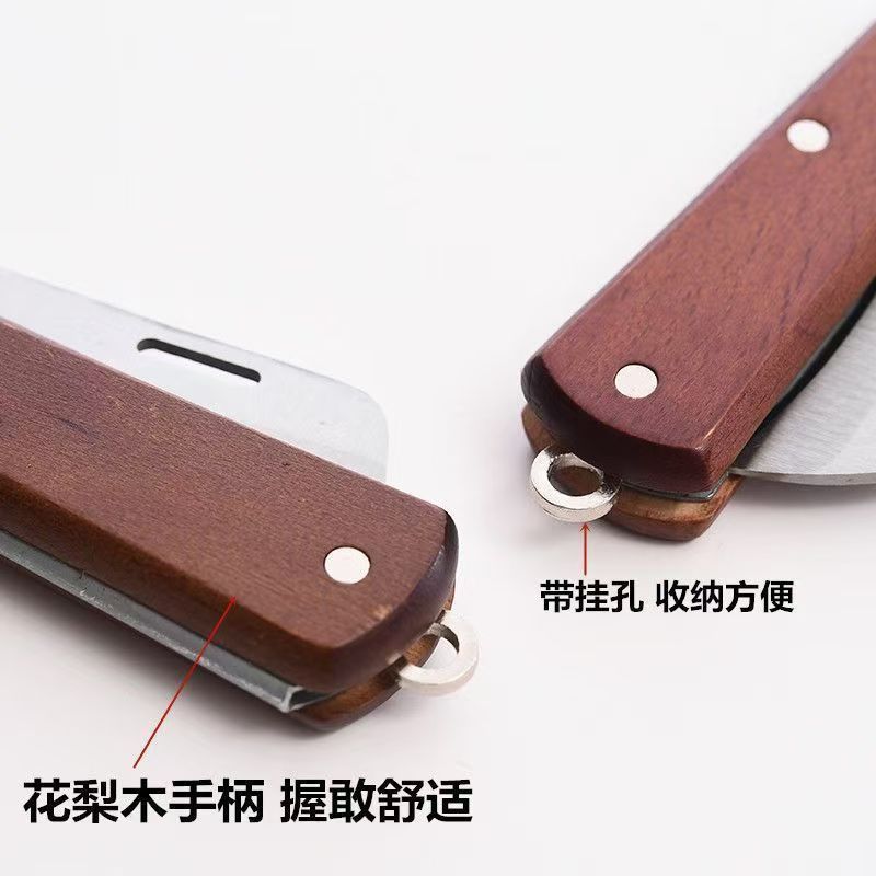 Wholesale wooden handle curved edge electrician knife, wooden handle peeling knife, Hu Feng multi-purpose folding electrician knife Specification drawing