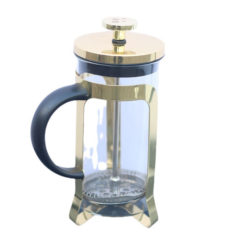 Custom-made electroplated stainless steel French press, Amazon coffee pot, glass tea brewer, portable milk whisker, hand-brewed pot for home use Item Picture